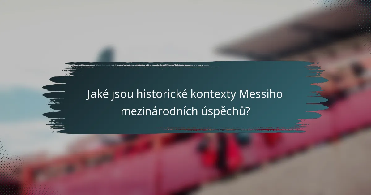 Jaké jsou historické kontexty Messiho mezinárodních úspěchů?