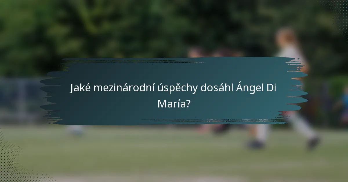 Jaké mezinárodní úspěchy dosáhl Ángel Di María?